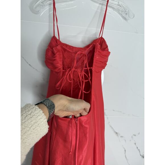 VTG Y2K Pink Empire Waist Open Back Formal Dress Gown Sz 6 USA Prom Wedding - Picture 4 of 9